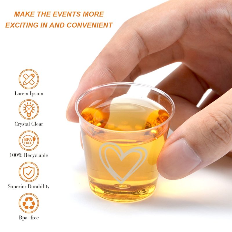 Puninoto 50 Pack Shot Glasses,1 oz Plastic Shot Cups Disposable,Clear Mini Shot Glasses,Small Plastic Cups for Birthdays,Tasting,Parties,Weddings (50)