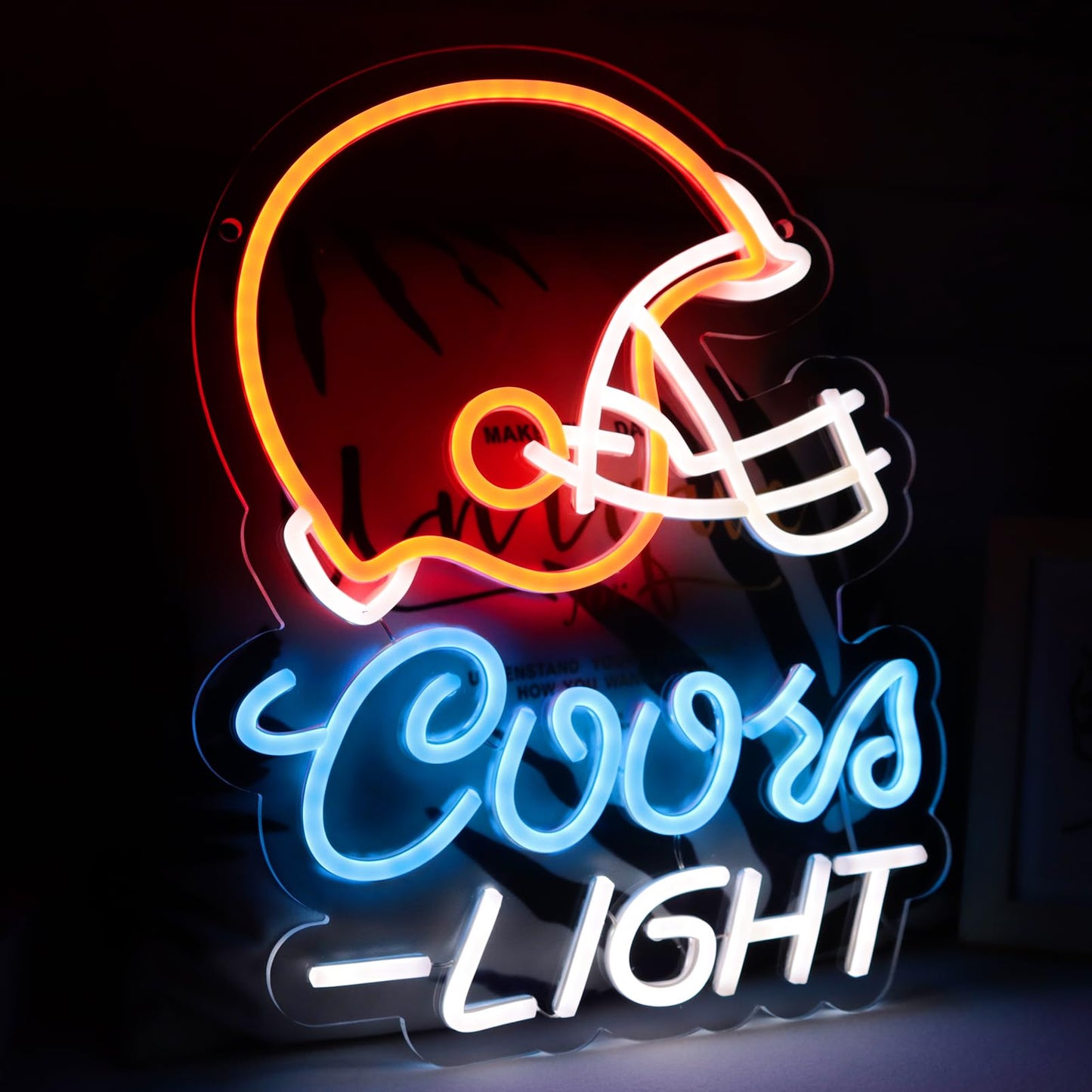 JFLLamp Crs LIGHT Neon Signs for Wall Decor Neon Lights for Bedroom Led Signs Suitable for Man Cave Bar Pub Restaurant Christmas Birthday Party Gift Led Art Wall Decorative Crs Light Bar Sign, 5V Usb Power, 17*11 Inch(Azure+red+white）