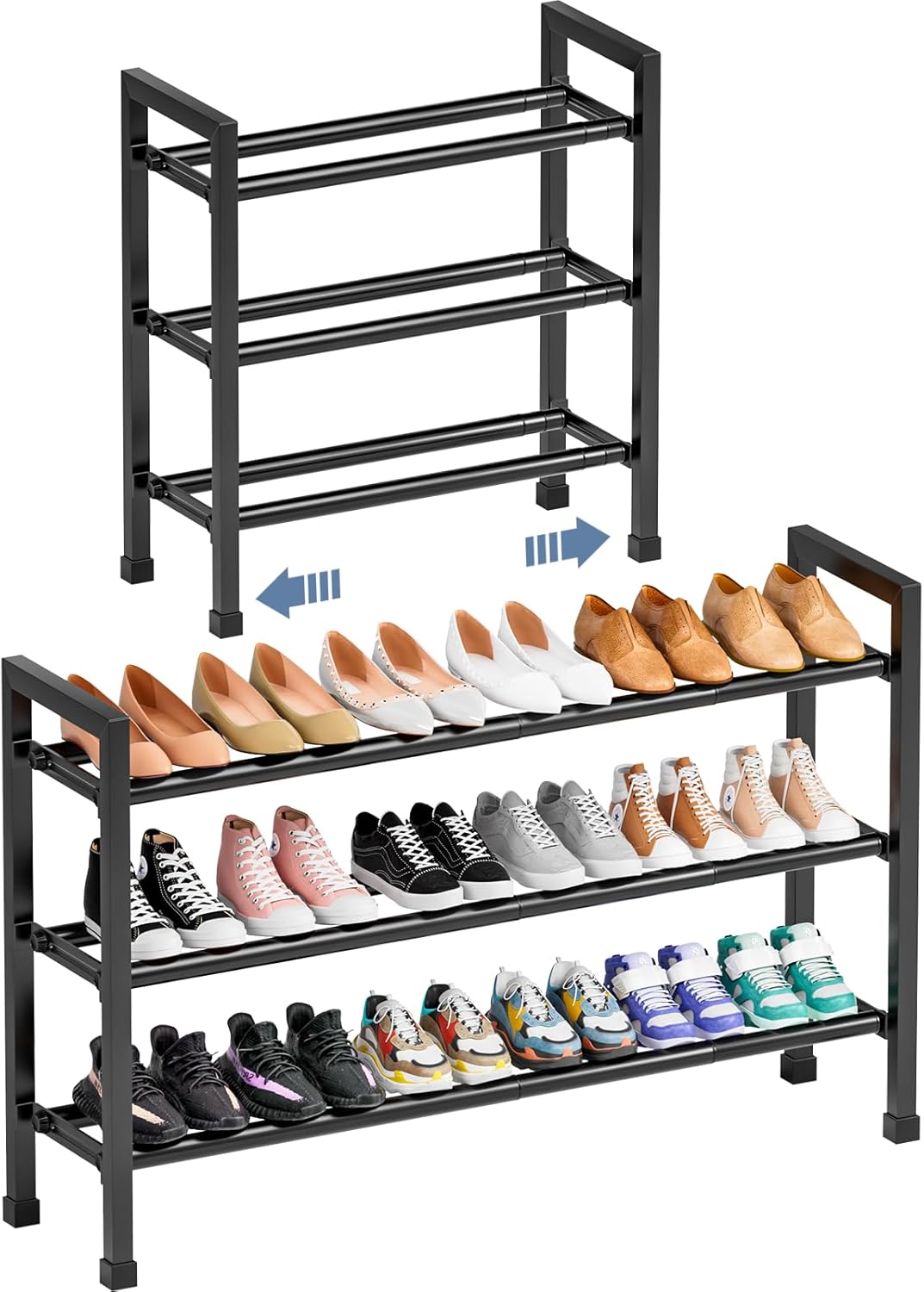 19- 43 3 3 Closet, Mavivegue Adjustable Shoe Rack, Adjustable Length, Tier Expandable Shoe Rack for Entryway, Shoe
