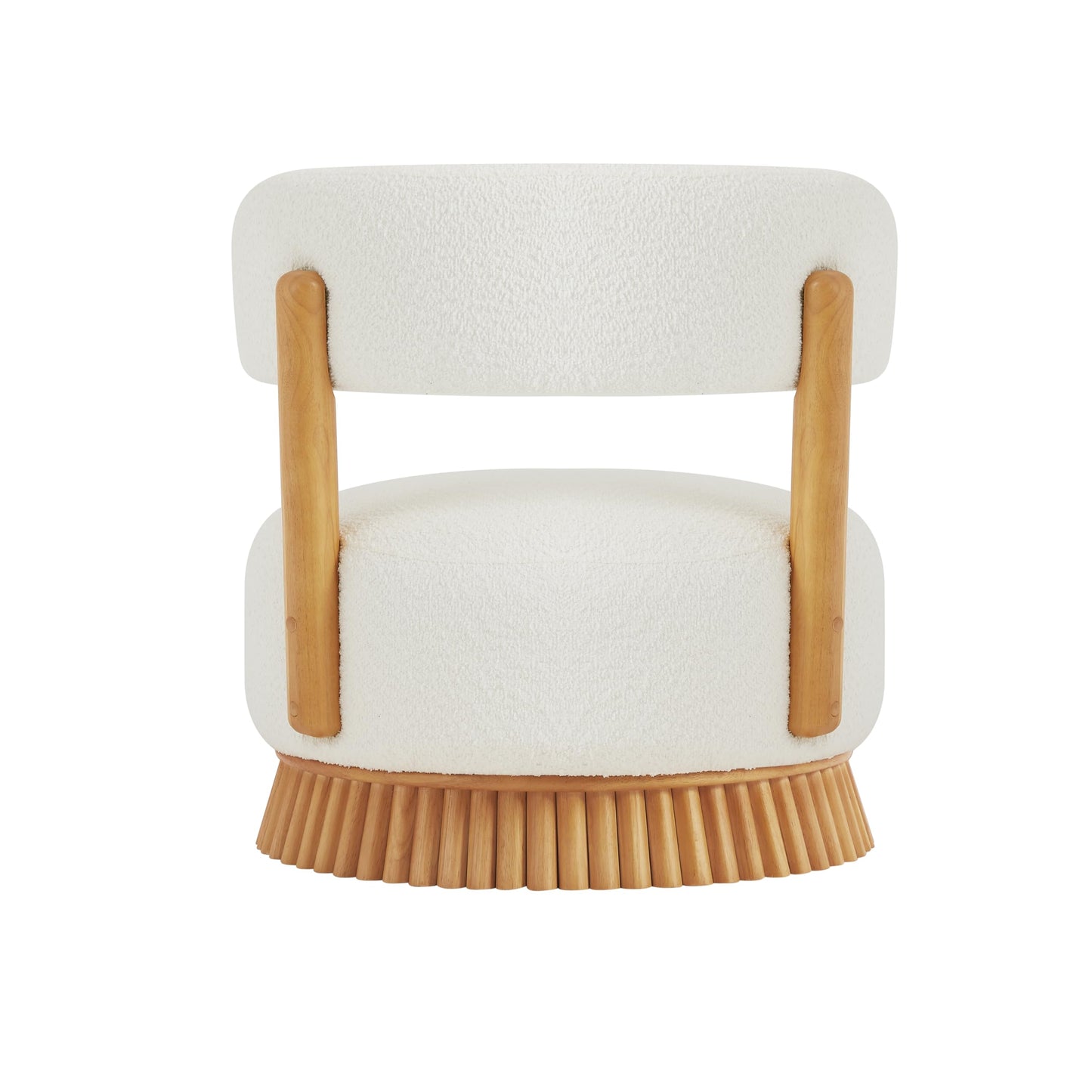 Christopher Knight Home Eloise Modern Accent Chair Set of 2, Boucle Upholstered Lounge Chair Indoor with Wooden Frame, Comfy Reading Chair for Bedroom, Light Beige+Natural