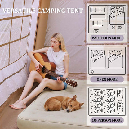 13'x10' Inflatable Camping Tents with Blackout Canopy, Large Inflatable Tent 10-12 Person, 4 Season Blow up Tents for Camping with Stove Jack, Waterproof Inflatable Hot Tent for Camping Outdoors