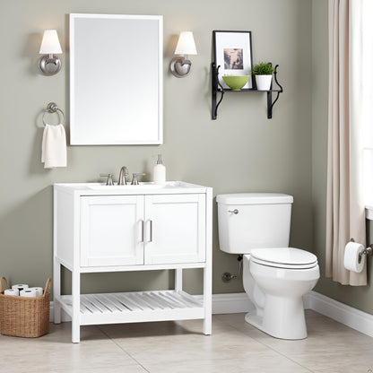 Alaterre Furniture Bennet Bathroom Vanity Without Sink – 36" Freestanding Wood Vanity Cabinet with Soft-Close Shaker Doors, Single Sink Base (White)