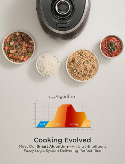 CUCKOO Twin Pressure Rice Cooker 6-Cup Uncooked / 12-Cup Cooked with Nonstick Inner Pot, Versatile Rice Maker & Warmer with 14 Menu Options, Voice Guide, Auto Clean, Black (CRP-RT0609FB)