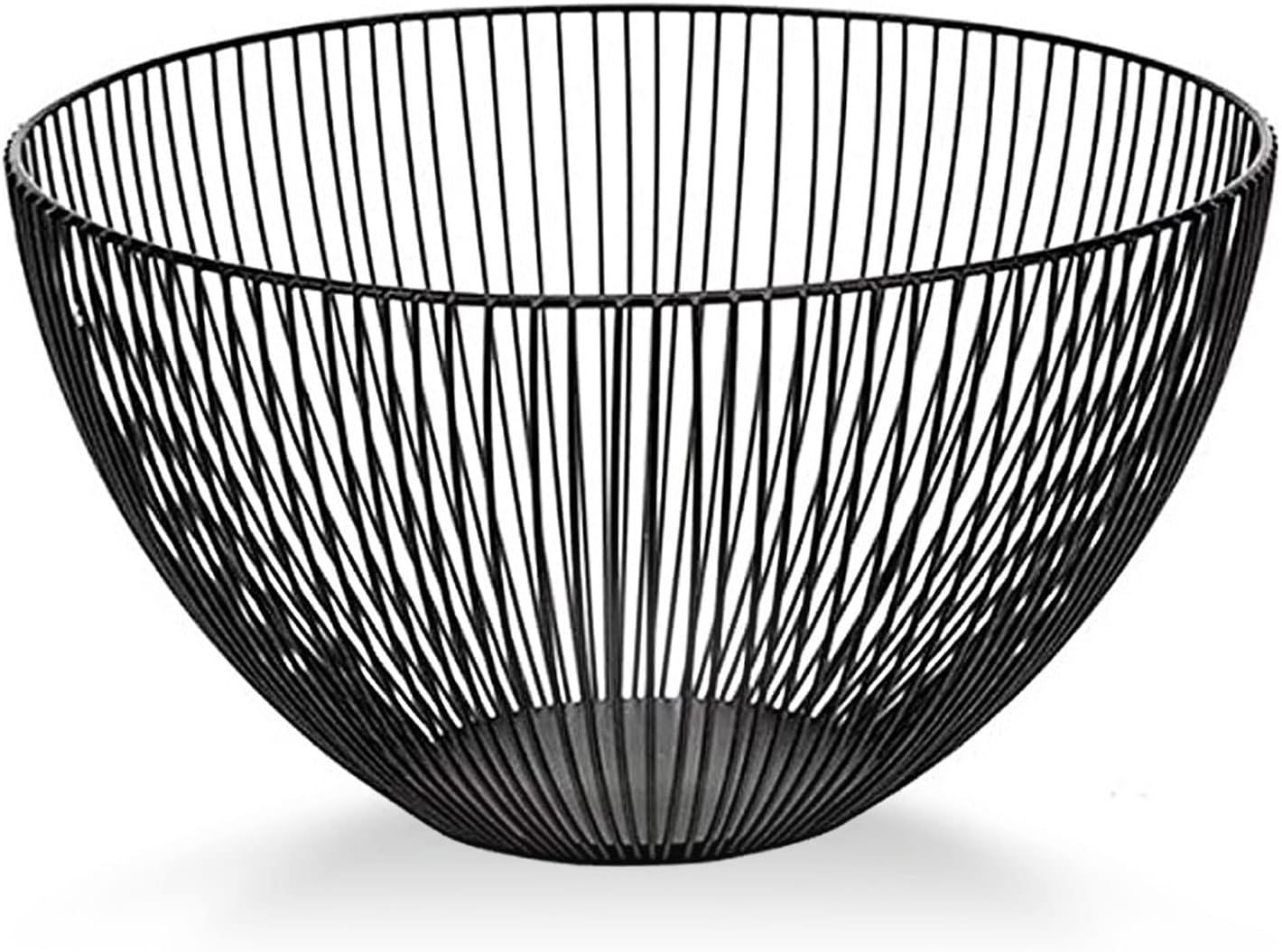 Wire Fruit Basket, Kitchen Fruit Bowl Stand, Metal Fruit Bowls for Counters (Black, Round)