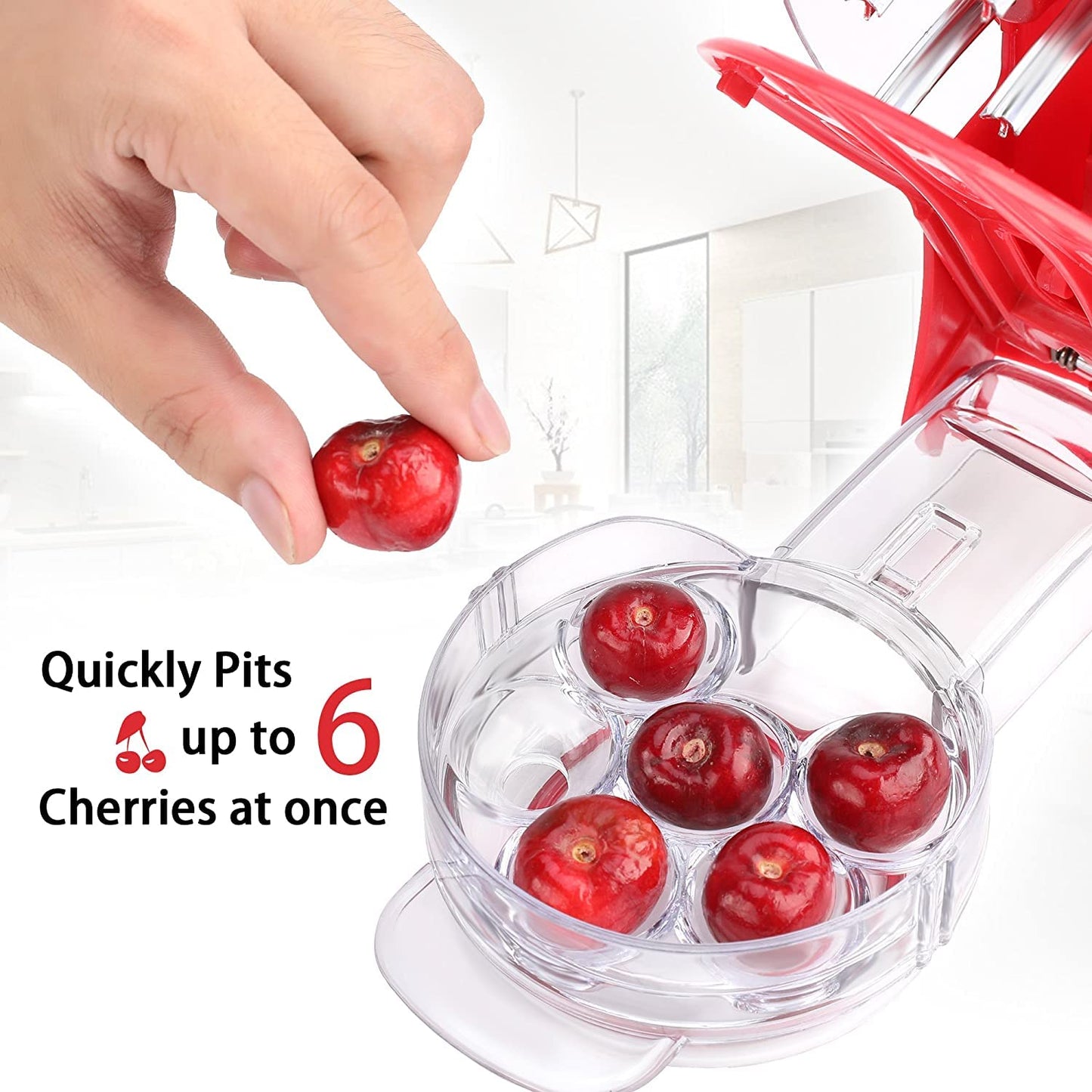 Brighoot Cherry Pitter – Multi Cherry Corer with Rebound & Lock Design, Pits 6 Cherries at Once, Easy Cherry Jam & Baking Tool, Dishwasher Safe