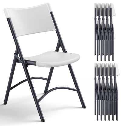 MAKE CHANGES Folding Chair 12 Pack, Portable Commercial Heavy Duty Plastic Folding Chairs with Steel Frame for Indoor, Outdoor, Office, Meeting, Wedding, Patio, Picnic, 400lbs Capacity(White)