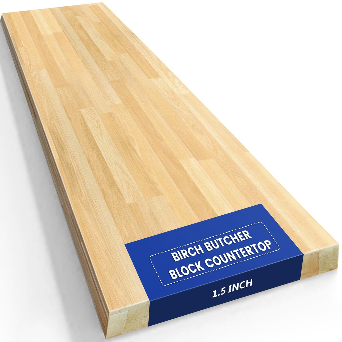 6ft Butcher Block Countertop–72" x 25" Solid Birch Wood DIY Countertop, Durable Counter Table Tops for Kitchen Island, Bar, Workshop, Laundry Counters Dining Room Tables 1.5" Thick Unfinished
