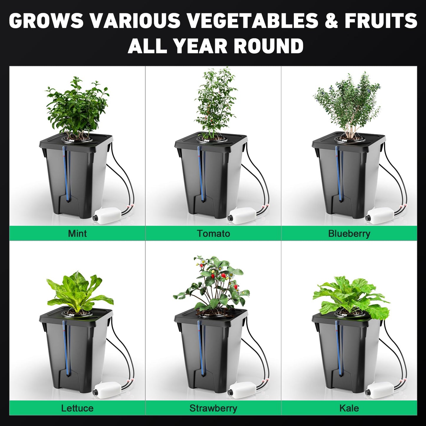 2 Buckets DWC Hydroponics Grow System with Top Drip Kit, 7 Gallon Deep Water Culture with Air Pump, Air Stone, Air Hose, Recirculating Drip Garden System