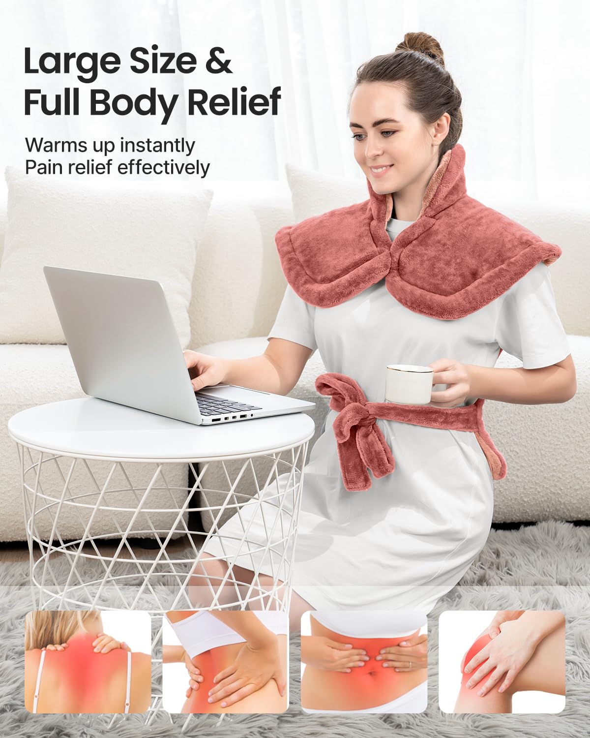 RENPHO Electric Heating Pad for Back Pain Relief, Birthday Christmas Gifts for Women Men Mom Dad Elderly, FSA Eligible Items Only List, Large Heat Pad for Neck Shoulders, 24"x33", ETL Certified, Gray