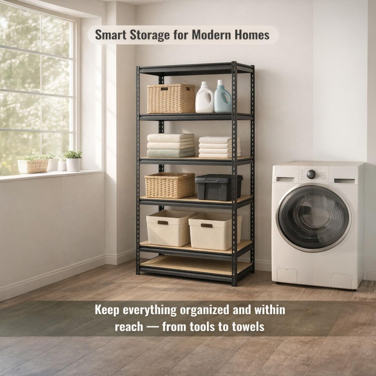 PRO&Family Heavy Duty Shelving Unit - Industrial Garage Storage Rack Z- Beam Storage Shelf Shelf Organizer Metal Wood Storage Shelves System (30"x 60"x 72", 4)