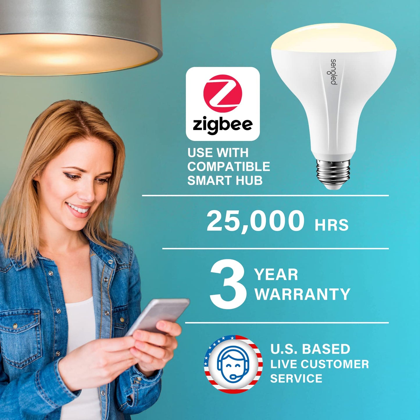 Sengled Smart Light Bulbs, Zigbee Hub Required, Works with Alexa and SmartThings, Voice Control with Google Home and Echo with built-in Hub, Soft White 60W Equivalent A19 Dimmable Smart Bulbs, 4-Pack