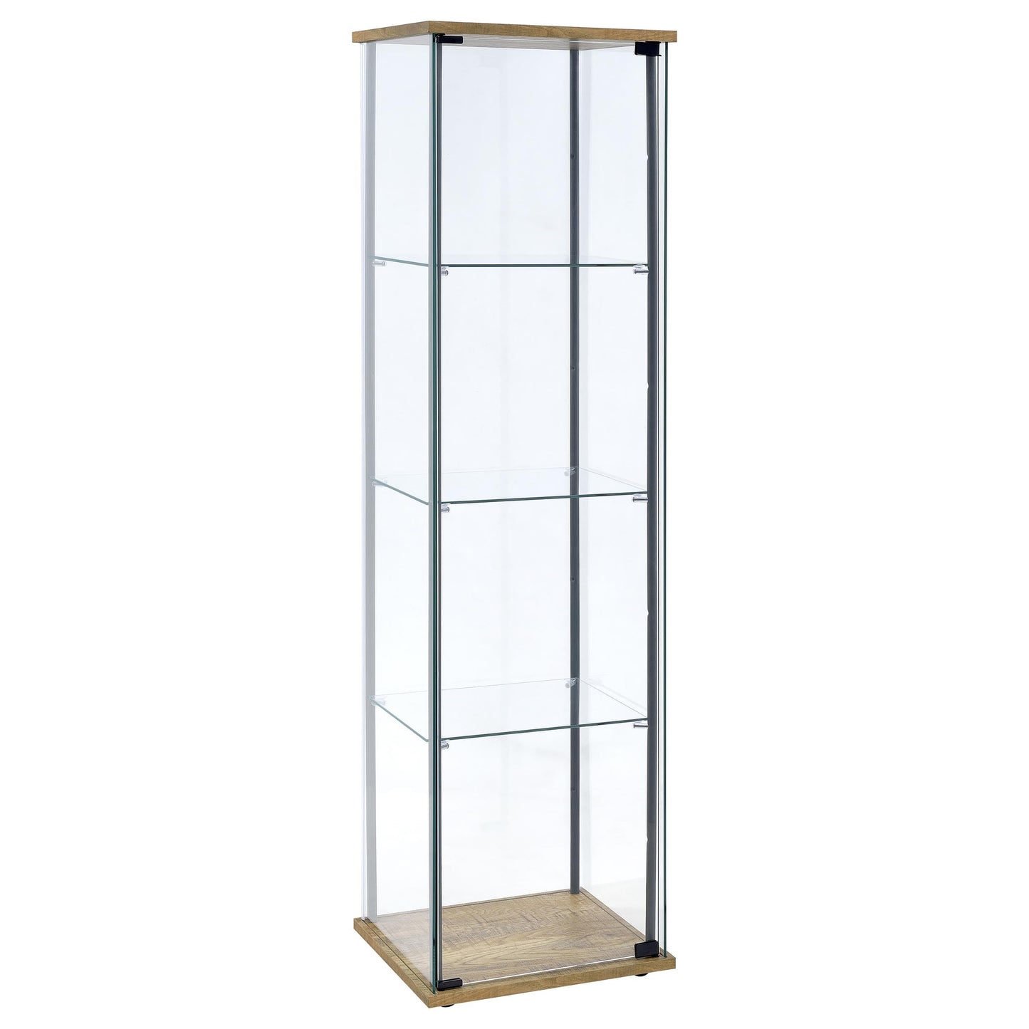 Coaster Home Furnishings - Bellatrix - Glass - 3-Shelf Curio Cabinet with Metal Frame, One Door, and Black Hardware - Living Room - 64-Inch - Mango - 950172MGO