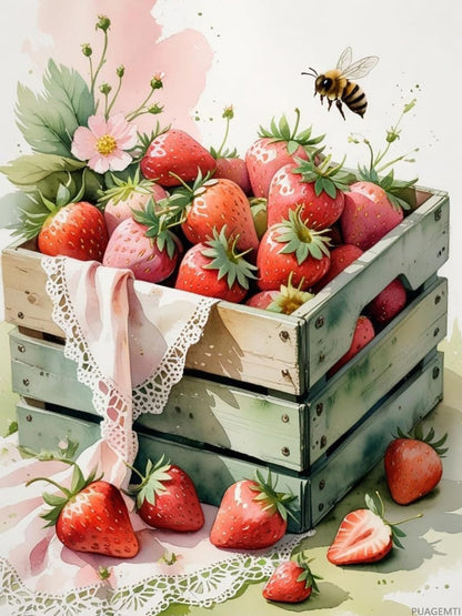 PUAGEMTI Diamond Painting Kits for Adults Strawberries Painting DIY 5D Full Drill Diamond Dots Paintings with Diamonds Gem Art and Crafts Home Decor 12"x16"