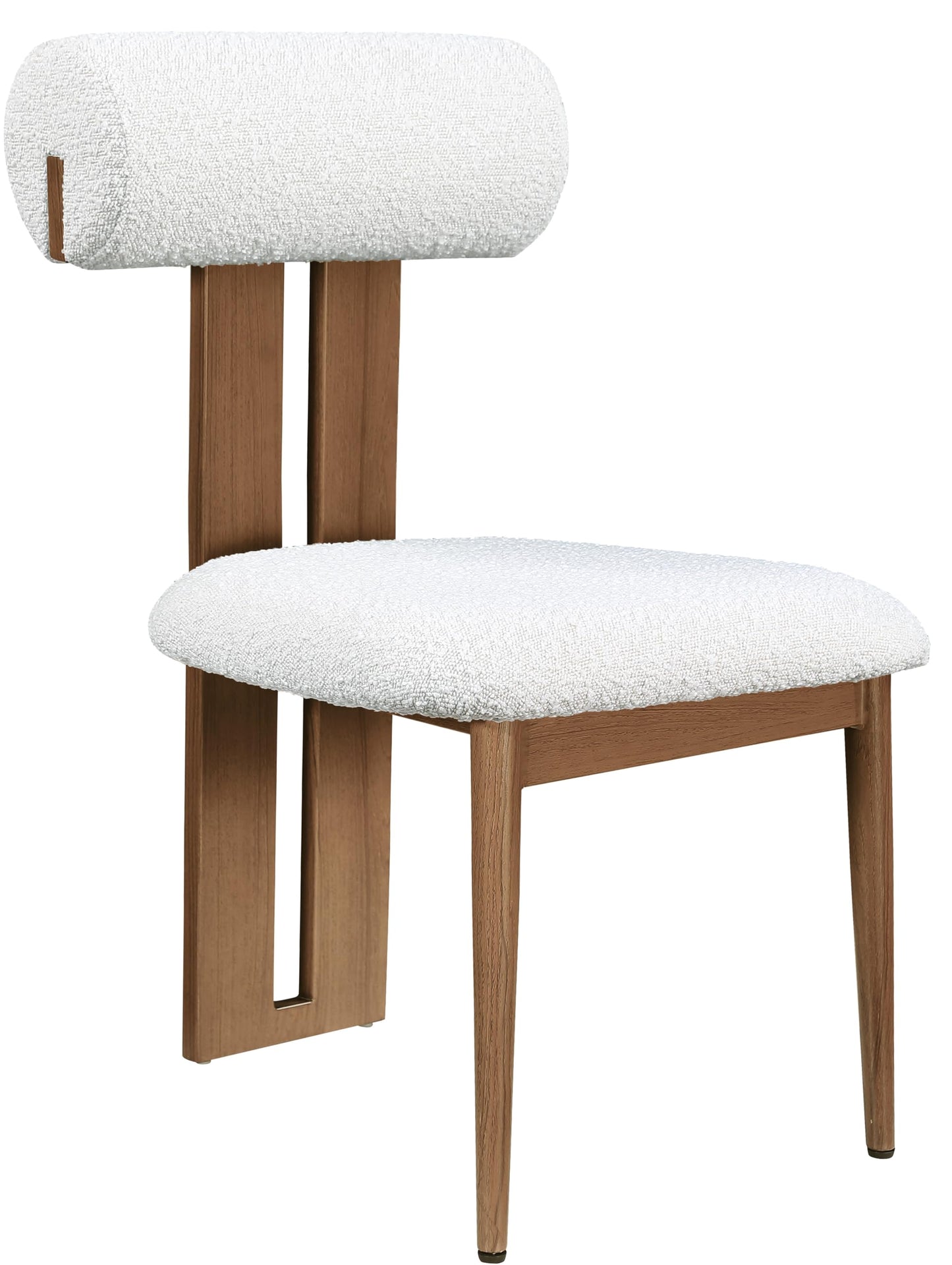 Meridian Furniture 916Cream-C Dario Collection Modern | Contemporary Dining Chair with Rich Cream Boucle Fabric, Dark Walnut Wood Look Metal Frame, 19.5" W x 24.5" D x 33.5" H, Cream, Set of 2