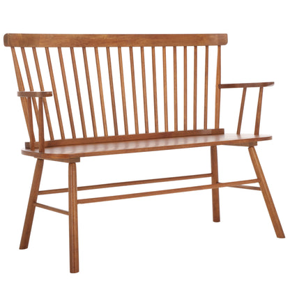 SAFAVIEH Furniture - Addison Loveseat - Honey - Solid Wood - Coastal Slatted Design - Ideal for Living Room, Sunroom, Bedroom, 18" Seat Height (AMH8513D)