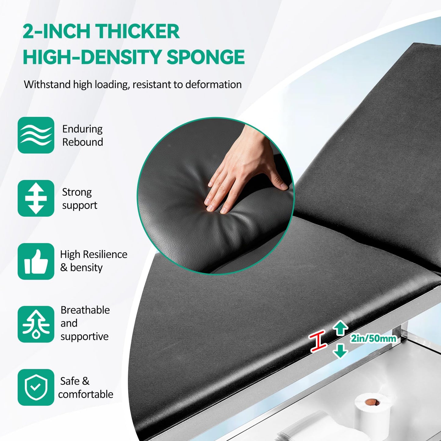 FAFAGLGL Adjustable Patient Treatment Table，Doctor Bed with Folding Legs is Stable and Durable，Folding Medical Exam Table Holds 500 lbs，for Clinical Examination 、Massage Table、Spa Beds、Beauty