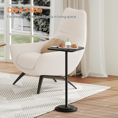 BB171BZ01 HOOBRO Small Side Table, Square Drink Table, Coffee Martini Table with Pedestal, Accent Nightstand for Small