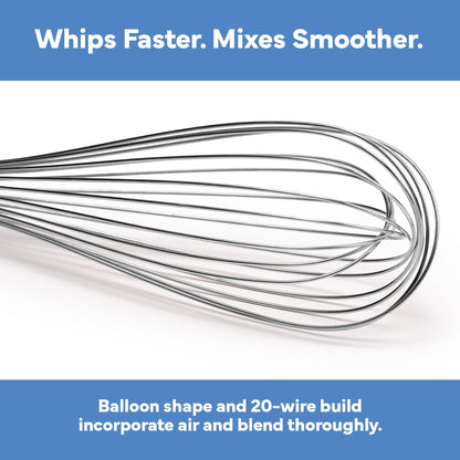 Misen Stainless Steel Balloon Whisk - Dishwasher Safe - Ergonomic Silicone Grip, Versatile Cooking Whisk for Eggs, Durable Construction - Professional-Grade Kitchen Tool - Blue