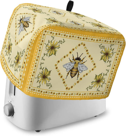 Summer Bee 4 Slice Toaster Cover, Large Kitchen Appliance Dust Protection with Rustic Sunflower Design