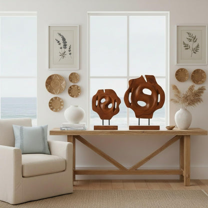 WELLAND Set of 2 Irregular Teak Sculptures