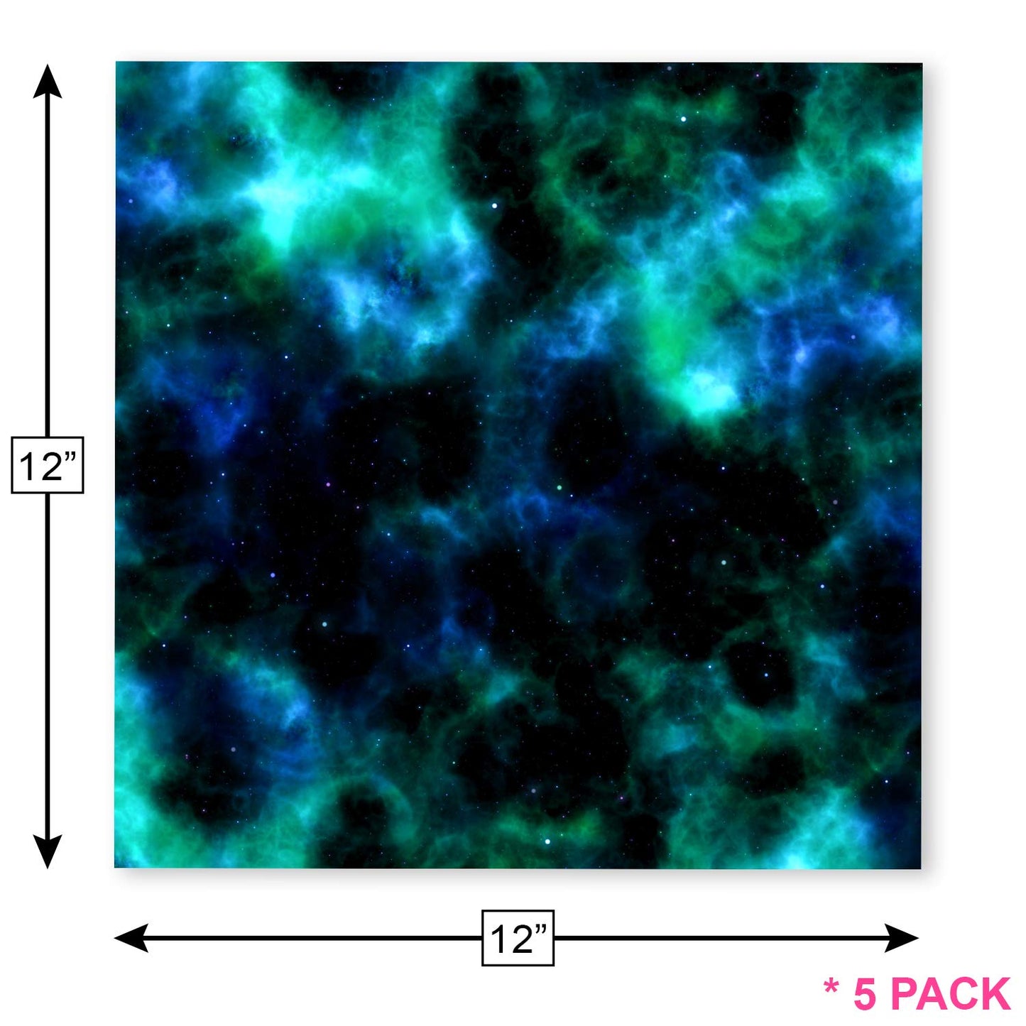 Craftopia Cricut Vinyl Squares |12 x 12-Inch| Galaxy Space Patterned Sheets for Design Transfers DIY Crafts, Scrapbooking - Glitter Vinyl Permanent Adhesive Decorative Supplies for Decals & Signs