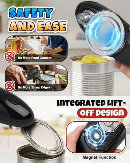 Electric Can Opener, One-Touch Hands Free Can Opener, Side-Cut Can Opener, Safety Smooth Edge, Rechargeable Cordless Can Opener Fits Most Cans, Great for Seniors & Arthritis