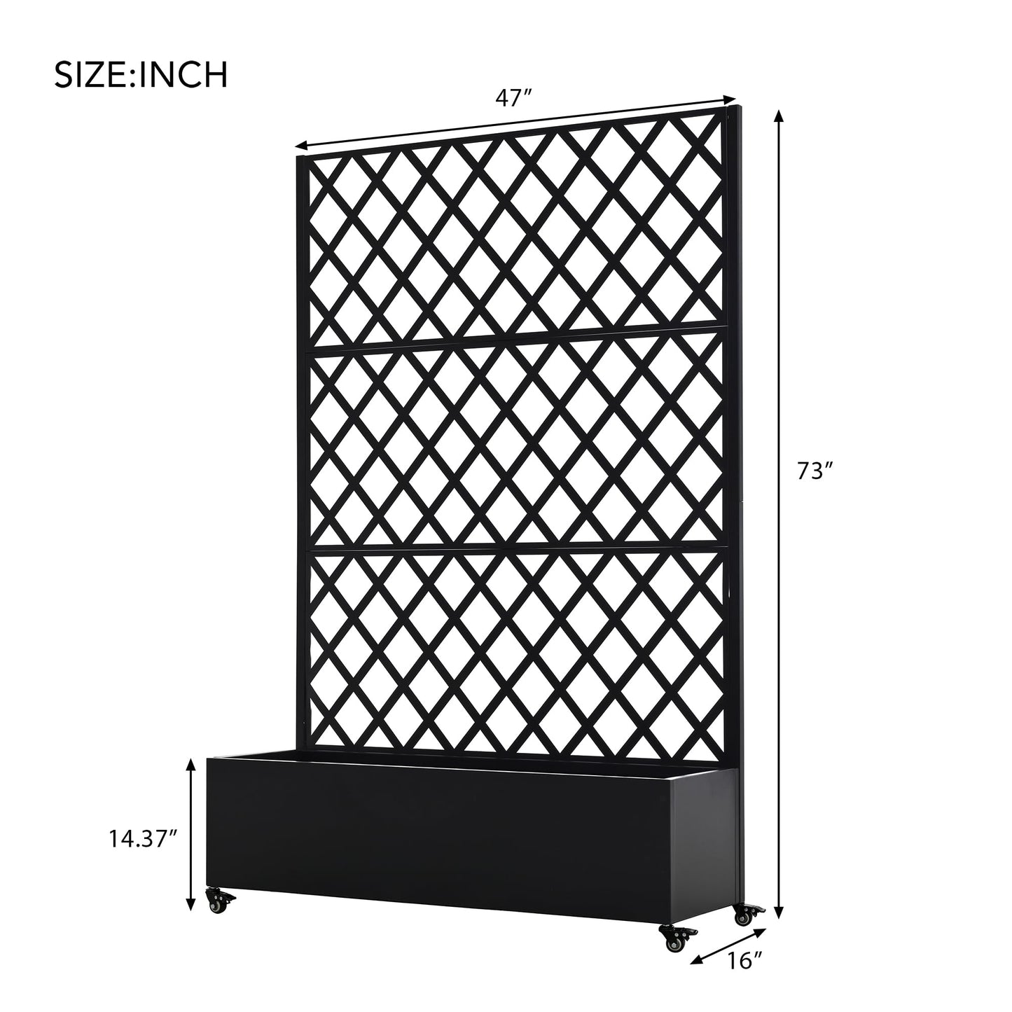 Metal Planter Box with Trellis on Wheels – Large Raised Garden Bed with Privacy Screen & Drainage Holes for Climbing Plants, Vegetables & Vines, Proof Rolling Flower Box for Patio Balcony Backyard