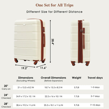 EastVita Lightweight, Beige, Carry-On 20/24/28Inch