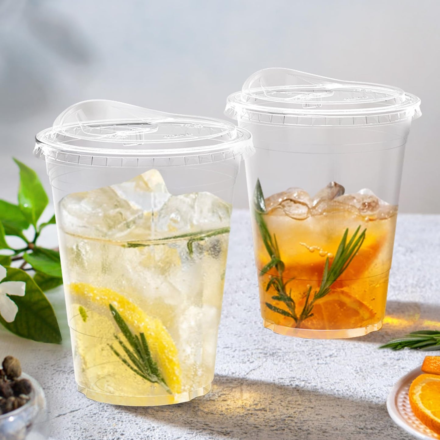 Dealusy 100 Pack - 16 oz Clear Plastic Cups with Lids, Sturdy & Food Safe Iced Coffee Cups with lids, Disposable Plastic Smoothie Cups for Cold Drinks, Sip Lids