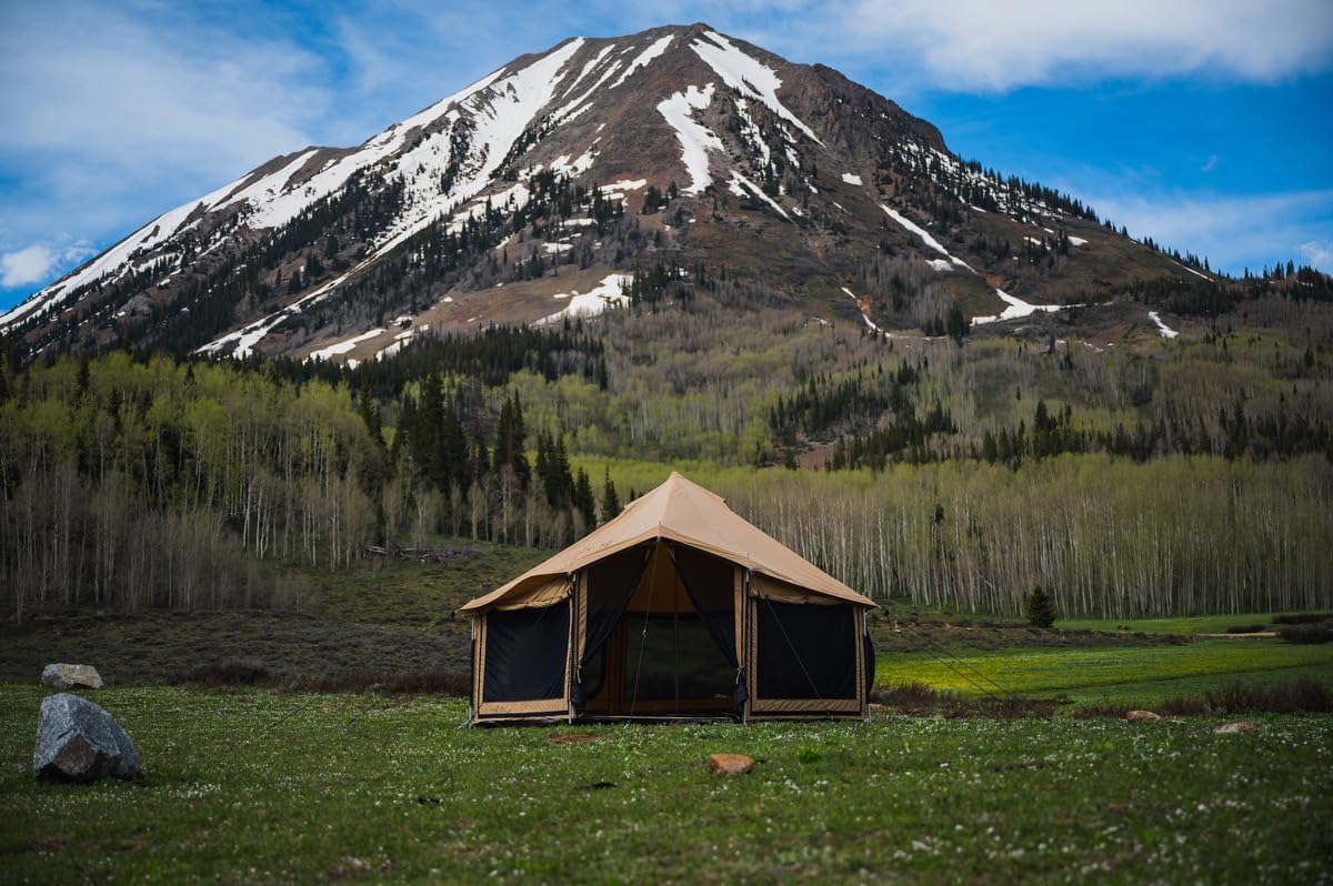 WHITEDUCK Altimus Canvas Tent with Stove Jack, Waterproof, 4 Season Luxury Camping and Glamping Tent Outdoor (Sandstone Beige, Water Repellent, 14')