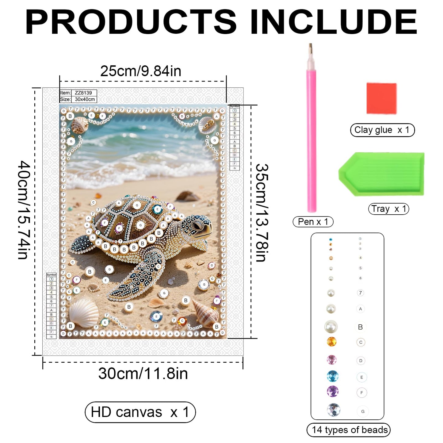 WSLWXSHM Pearl Diamond Painting Kits for Adults Sea Turtle, 5D Special Shape Diamond Art Kits for Beginners, Crystal Rhinestones Diamond Painting for Home Wall Decoration Gift 12×16inch Animal