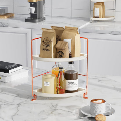 FSyueyun 2-Tier Corner Bathroom Counter Organizer, Tool-Less Installation Vanity Shelf, Small Plastics Makeup Tray