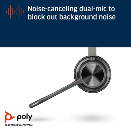 Poly - Voyager 4320 UC Wireless Headset (Plantronics) - Headphones with Boom Mic - Connect to PC/Mac via USB-A Bluetooth Adapter, Cell Phone via Bluetooth - Works with Teams, Zoom & More