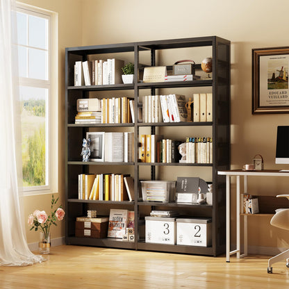 SteeLoong 5 Tier Bookshelf,Metal Storage Shelves Black Bookcase with 4 Adjustable Shelves,Shelving Unit Shelf Organizer,Tall Bookshelf Shelves for Living Room,Office（1 Main Shelf +1 Subframe Shelf）