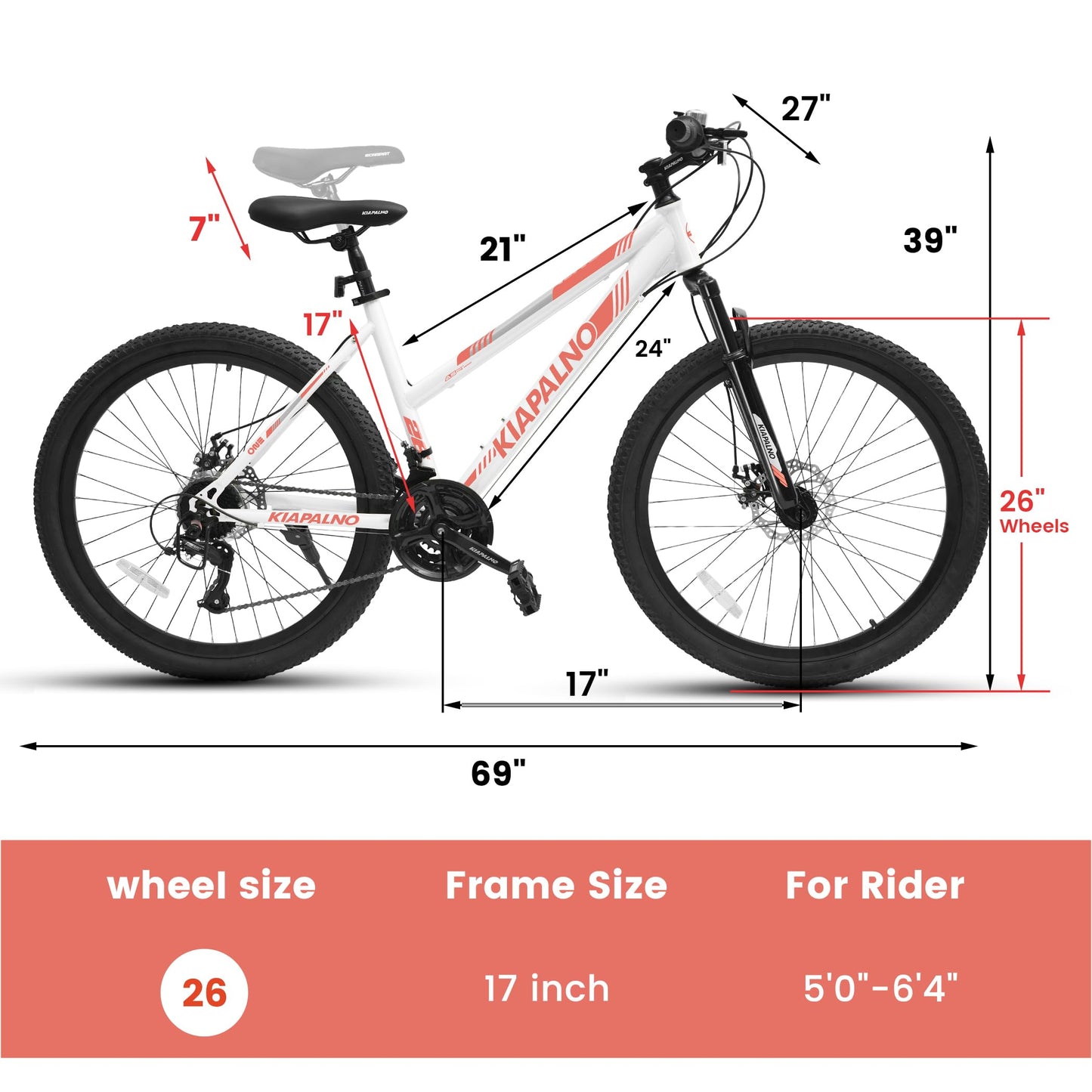 Ecarpat Women's Mountain Bike 24/26 Inch Wheels, 21-Speed Trail Commuter City Mountain Bikes, 15"/17" Carbon Steel Frame Female Bicycles Disc Brakes Front Fork