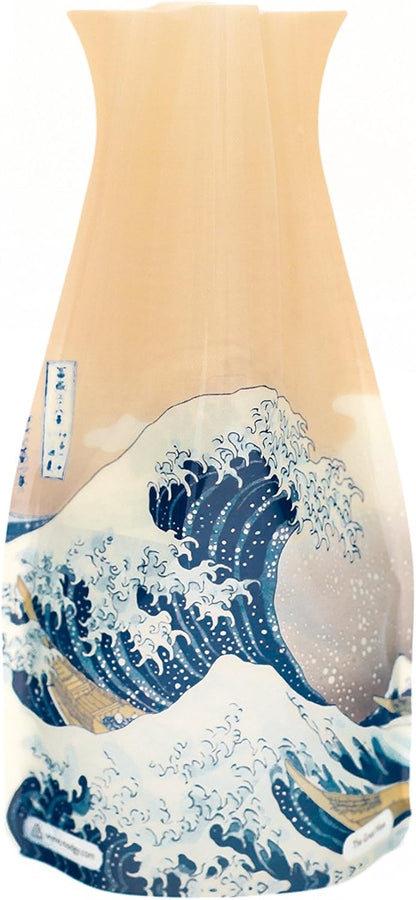 MODGY Expandable Flower Vase - Decorative Plastic Vases for Centerpieces, Dining Table Decor, The Great Wave