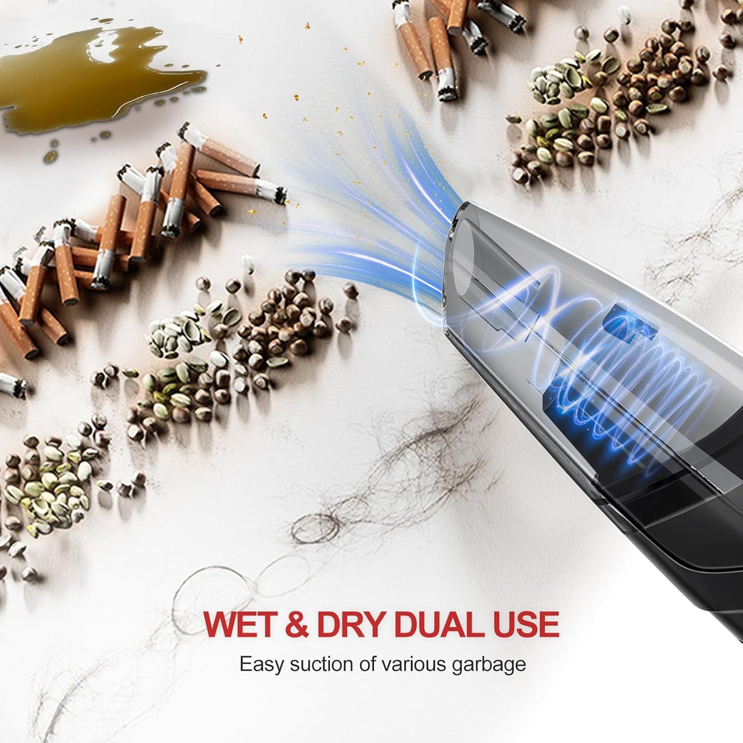 Handheld Vacuum Cleaner, Wet/Dry Cordless, 6.5KPA, Rechargeable Portable Hand Vacuum for Home & Car