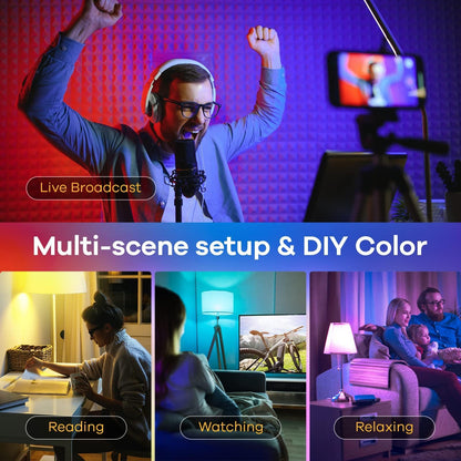 Linkind Matter Smart Light Bulb, WiFi Smart Bulbs, Work with Apple Home, Siri, Alexa, Google, SmartThings, RGBTW Color Changing Bulbs Mood Lighting, Music Sync, A19 E26 60W, 2.4Ghz WiFi 6 Pack