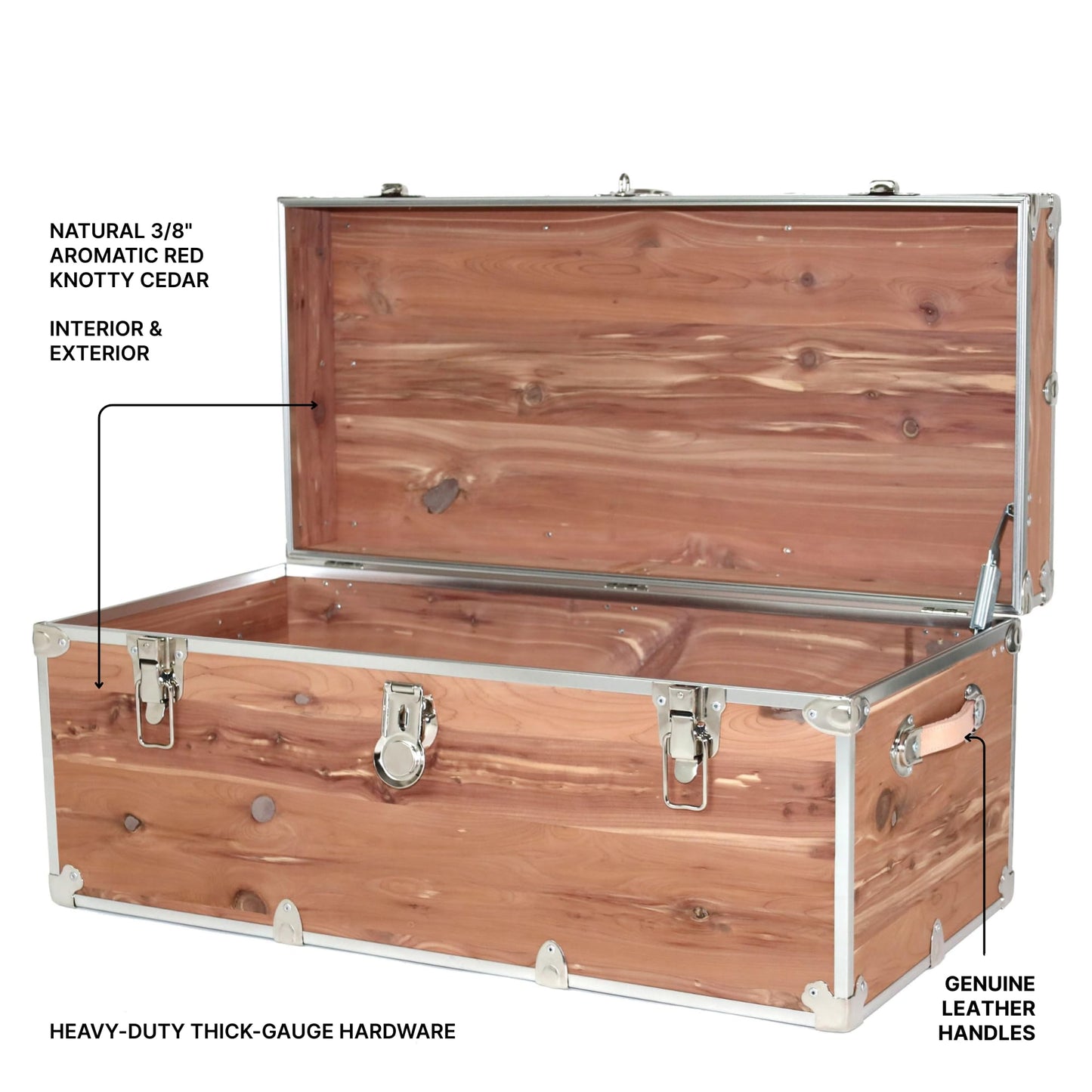 Rhino Trunk & Case Knotty Cedar Chest – Large Storage Box, Coffee Table, End of Bed Trunk or Entryway Storage Bench – 32"x18"x14" USA-Made, Furniture Grade, Heirloom Aesthetic – Strong and Secure