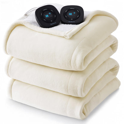 Bedsure Electric Blanket King Size - Dual Control Heated Blanket King Size, Fast Heating with 10 Time Settings & 10 Heat Settings, Warm Gift for Grandma (100x90 inches, Grey)