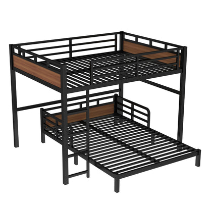 Bellemave Queen Over Queen Bunk Bed with Headboard and Full Length Guardrail, Separable Bunk Bed Queen Size, Heavy Duty Bunk Beds Can Turns Into Loft Bed and Platform Bed, Walnut