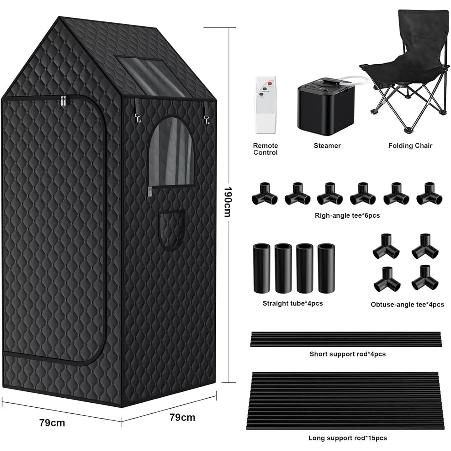 YXKJZHF Portable Sauna Box for Home Spa Full Body, Personal Steam Sauna Tent Steam Room with 3L Steamer, 1000W, 110V