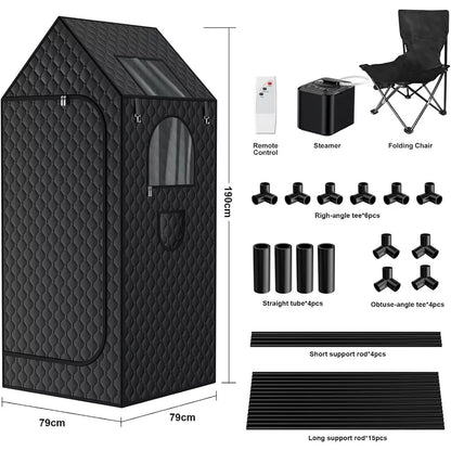 YXKJZHF Portable Sauna Box for Home Spa Full Body, Personal Steam Sauna Tent Steam Room with 3L Steamer, 1000W, 110V