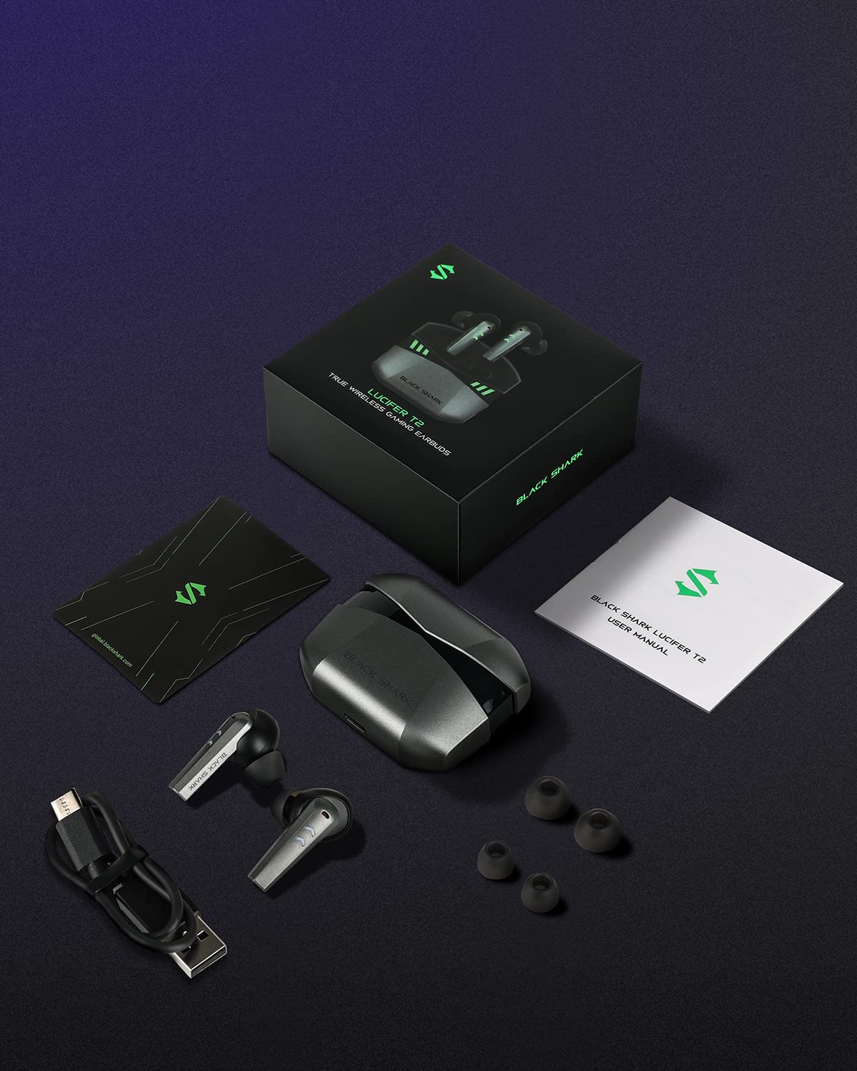 Black Shark Wireless Earbuds with 35ms Ultra-Low Latency, Wireless Headphones with Premium Sound, Bluetooth 5.2, 10mm Drivers, 4 Hyperclear Mics, IPX5 Waterproof, 20H Play Time, Comfort Fit