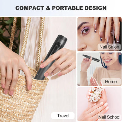 Cordless Nail Drill, 35000RPM Professional Efile Nail Drill Machine, LCD Display Rechargeable Portable Electril Nail Drill with 12pcs Bits and 6pcs Sanding Bands for Acrylic Nails Gel Polish Remover