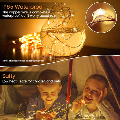 24 Pack [3 7ft 20 Fairy Lights Battery Operated Modes] LED Mini Twinkle String Lights Waterproof Silver Wire Firefly