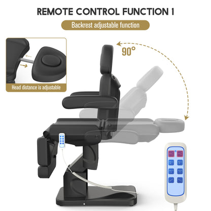 Dolonm 4 Motor Electric Chair/Bed, Aluminum Hydraulic System for Medical Treatment Exam, Facial, Spa, Eyelash, Tattoo, Podiatry Treatment Beauty Massage, Hand Remote Controlled Adjustable - Black