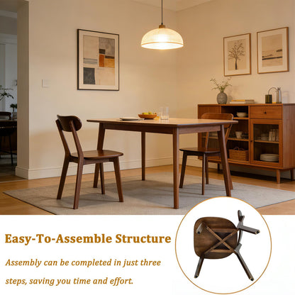 KEIKI Solid Wood Dining Chairs Set of 6, Mid Century Modern Kitchen Dinner Chair with Adjustable Foot Pads, Walnut Side Chairs Set for Dining Living Room, Curved Backrest, Easy Assembly, Brown