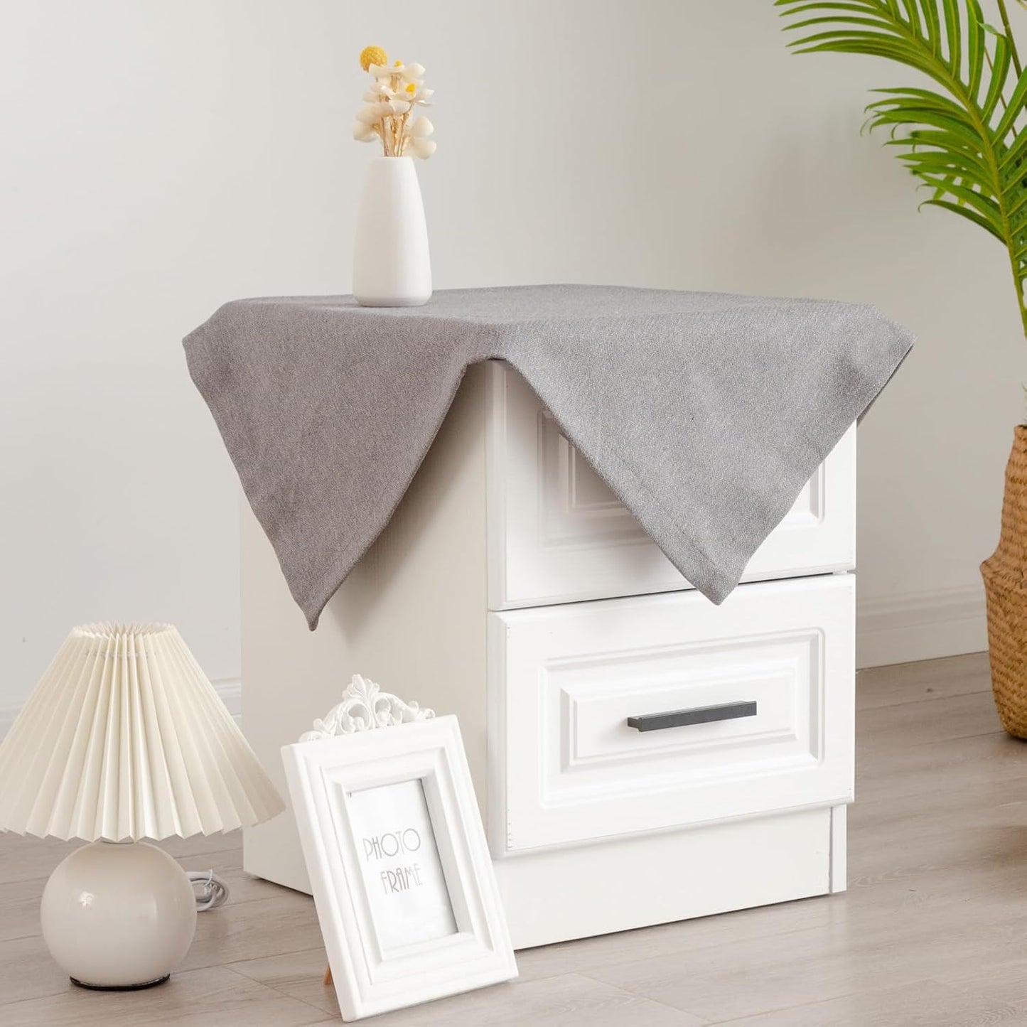 24 24 Inch Small Square Solid Grey End Table Cloth Washable Heavy Weight Wrinkle Resistant Tablecloth Soft Farmhouse
