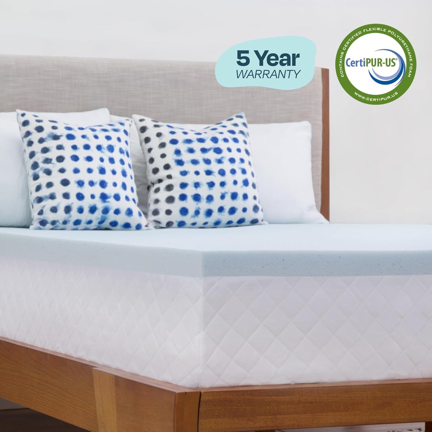 LINENSPA Twin Size Memory Foam Mattress Topper - 2 Inch Gel Infused Cooling Plush Feel - CertiPUR Certified